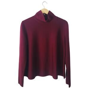 COS 100% Wool Funnel Neck A-Line Sweater Red Size Small